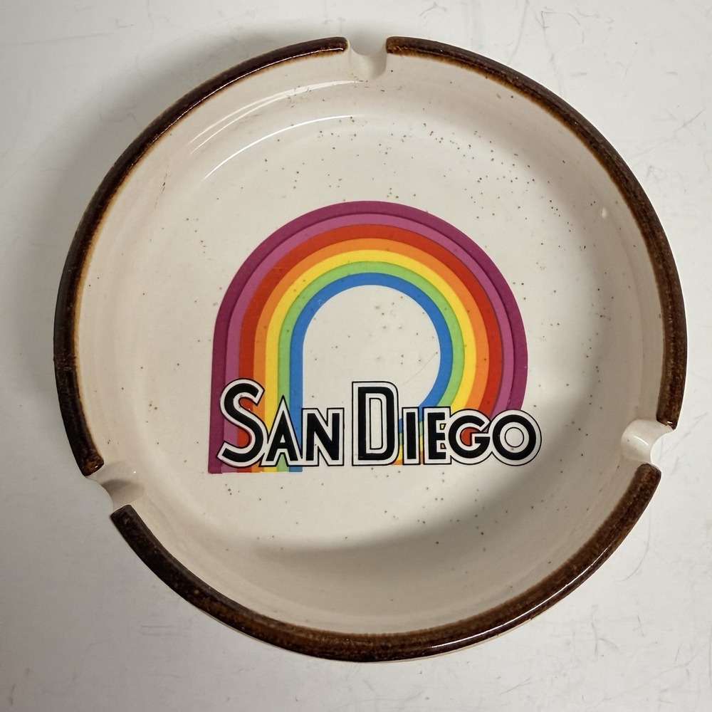 Vintage San Diego Rainbow Ceramic Ashtray Made‎ In Korea 5 Inch